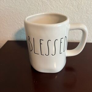 Rae Dunn White Ceramic Mug with 'Blessed' Inscription